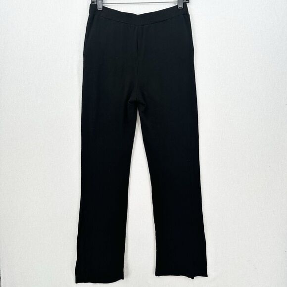 Monrow Pants Womens Small SuperSoft Straight Black Knit Pull On Split Hems Cozy - Picture 2 of 12